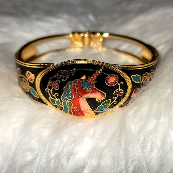 Jewelry - Cloisonné Vintage Unicorn Clamper Bracelet
